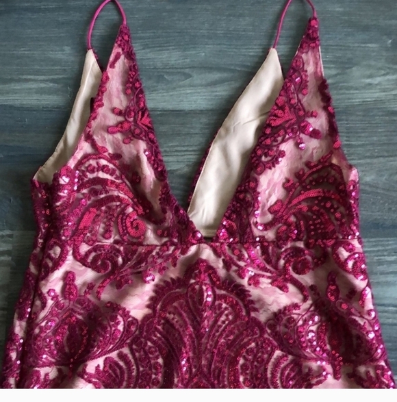 FREE PEOPLE Night Shimmer Mini Dress Raspberry Size 4 Sequin NWT - Picture 4 of 12